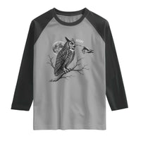 Skeleton Hand Boop Owl Raglan Shirt Funny Spooky Halloween Moon Graphic