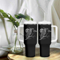 Skeleton Hand Boop Owl Tumbler With Handle Funny Spooky Halloween Moon Graphic