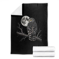 Owl Full Moon Graphic Throw Blanket Vintage Dark Academia Bird