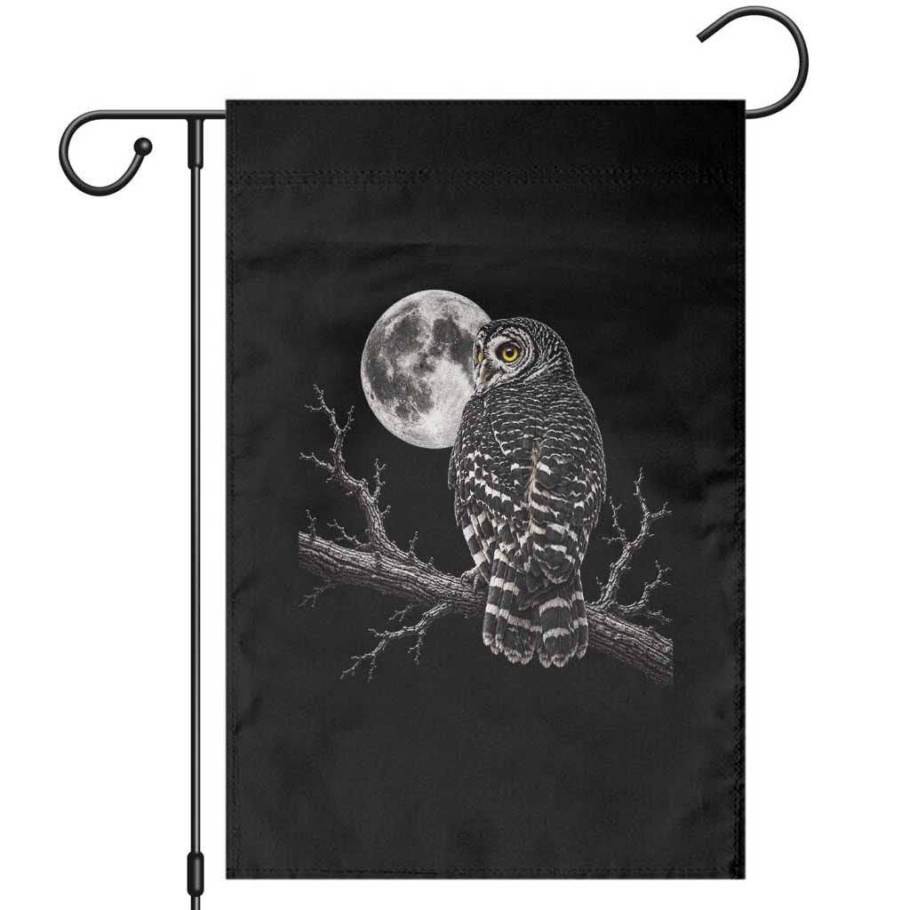 Owl Full Moon Graphic Garden Flag Vintage Dark Academia Bird