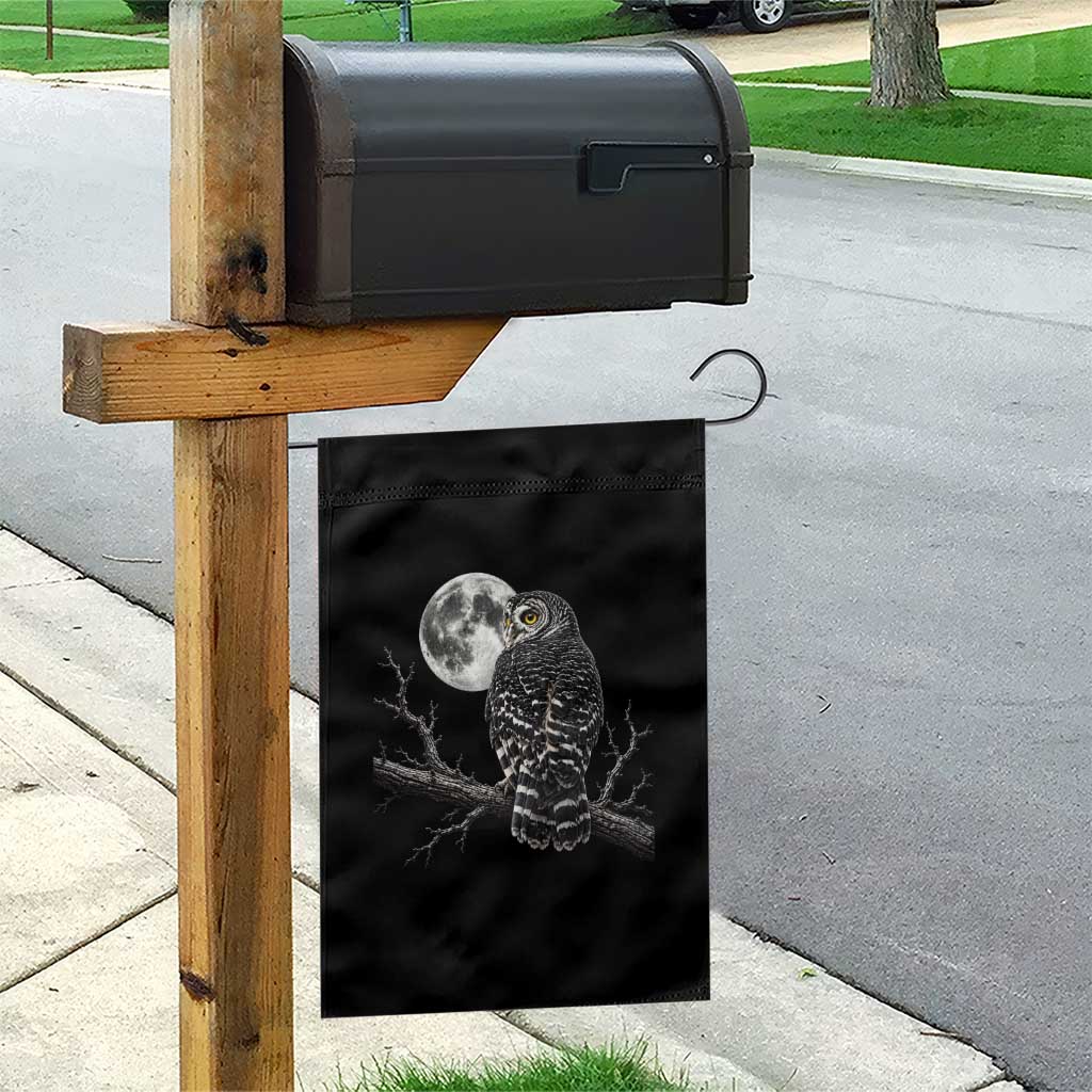 Owl Full Moon Graphic Garden Flag Vintage Dark Academia Bird