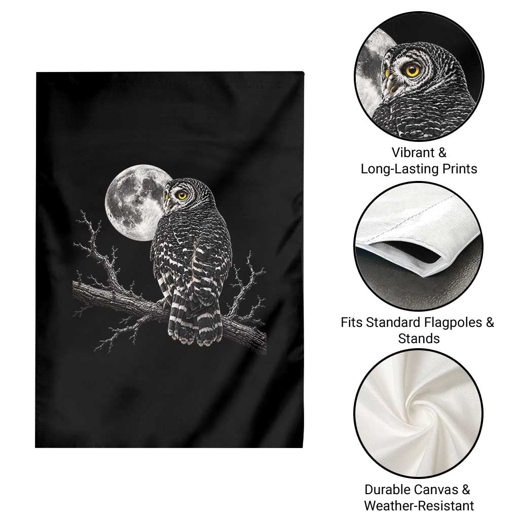 Owl Full Moon Graphic Garden Flag Vintage Dark Academia Bird