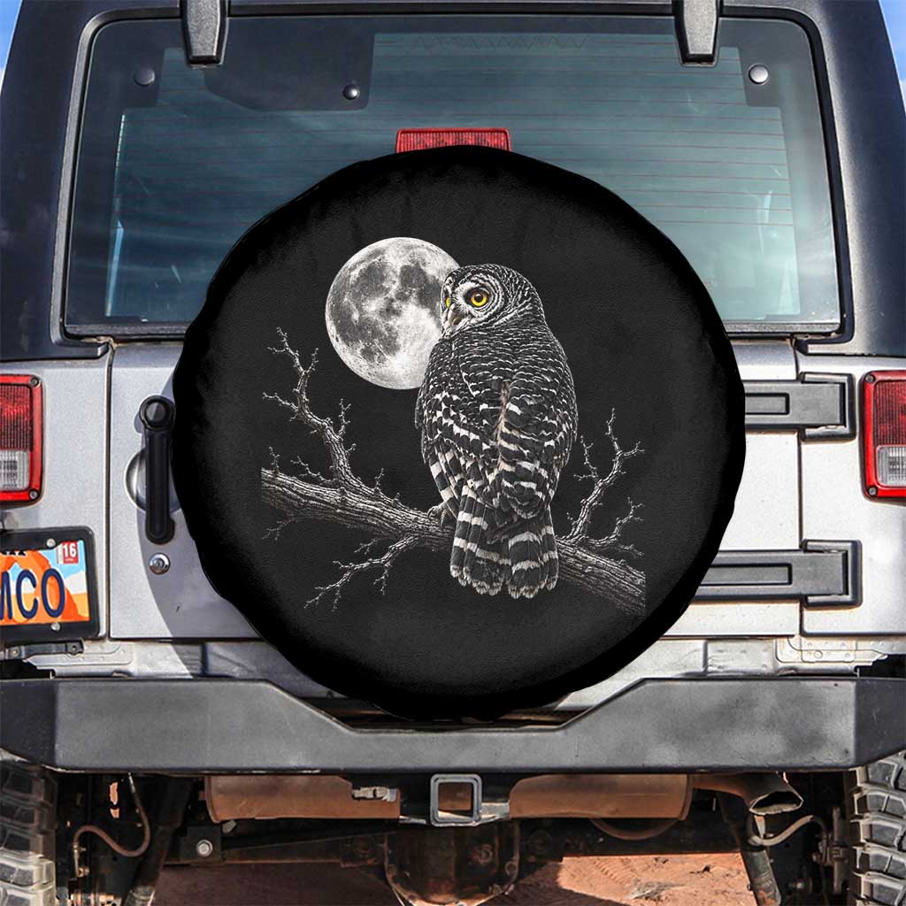 Owl Full Moon Graphic Spare Tire Cover Vintage Dark Academia Bird