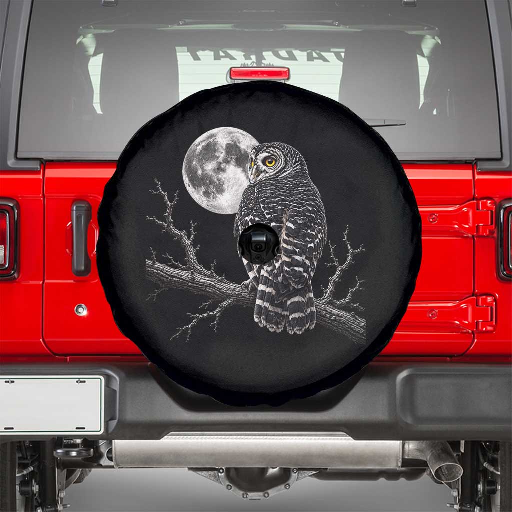 Owl Full Moon Graphic Spare Tire Cover Vintage Dark Academia Bird