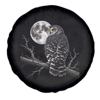 Owl Full Moon Graphic Spare Tire Cover Vintage Dark Academia Bird