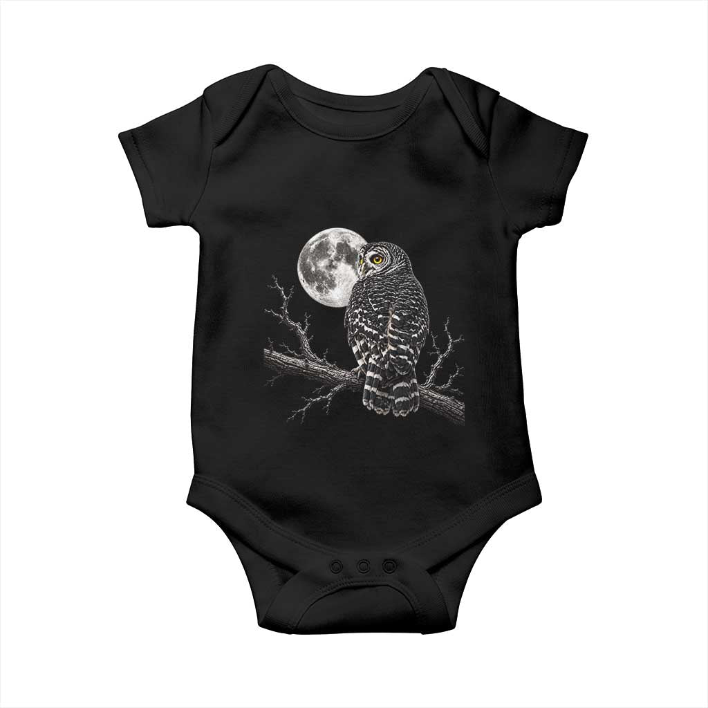 Owl Full Moon Graphic Baby Onesie Vintage Dark Academia Bird