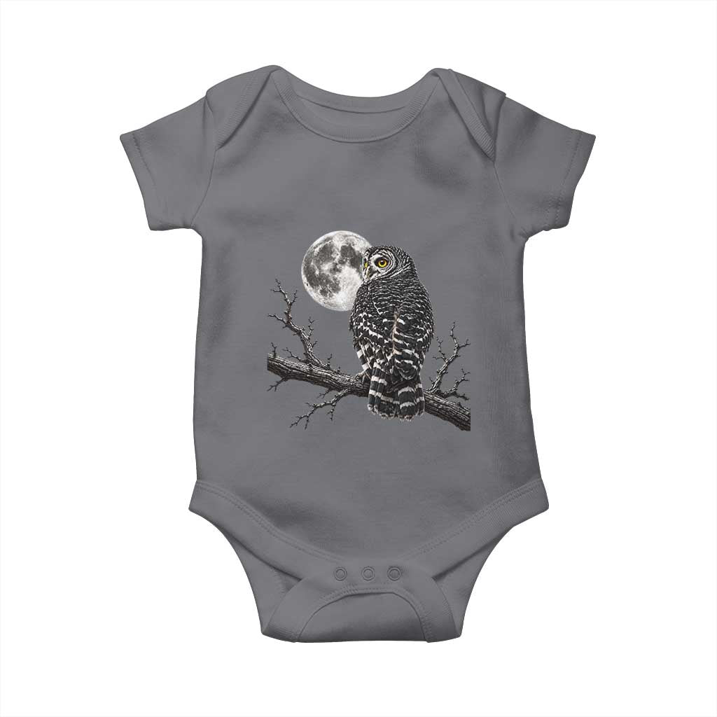 Owl Full Moon Graphic Baby Onesie Vintage Dark Academia Bird