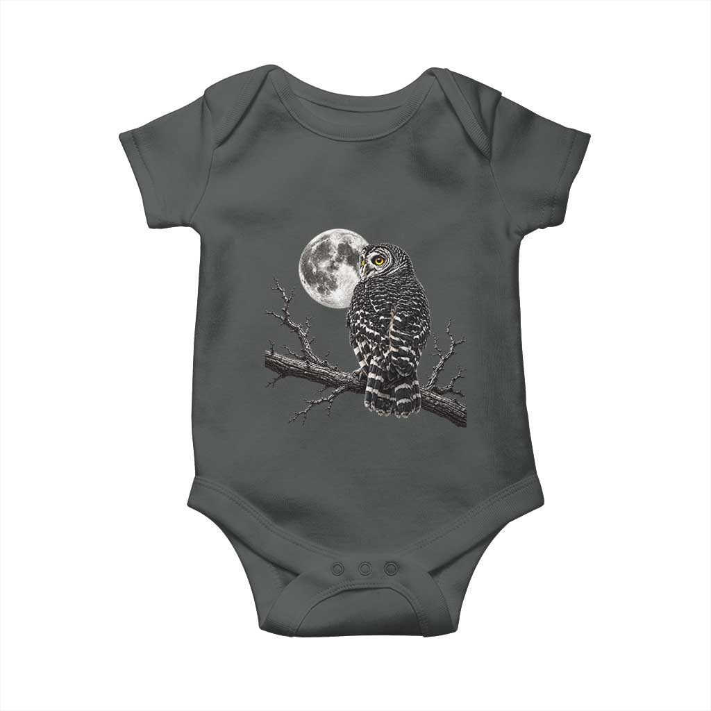 Owl Full Moon Graphic Baby Onesie Vintage Dark Academia Bird
