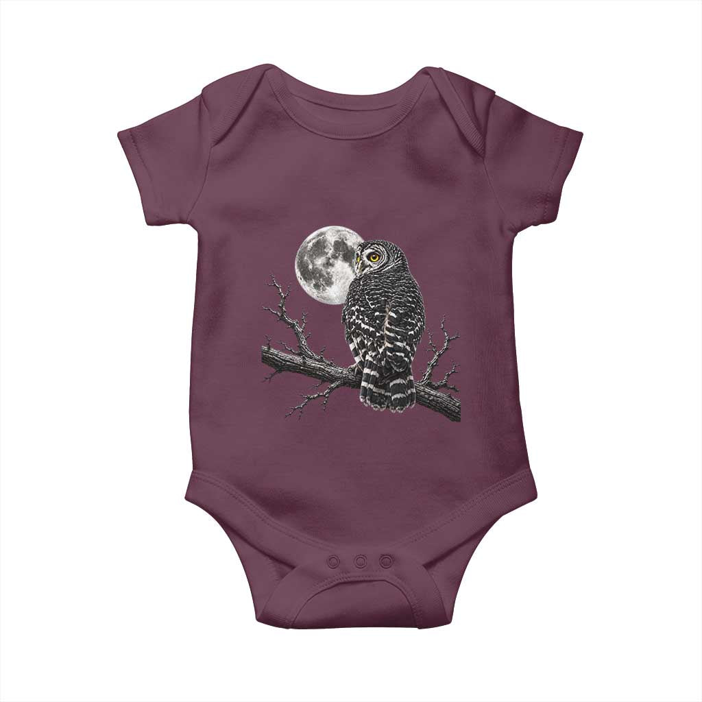 Owl Full Moon Graphic Baby Onesie Vintage Dark Academia Bird