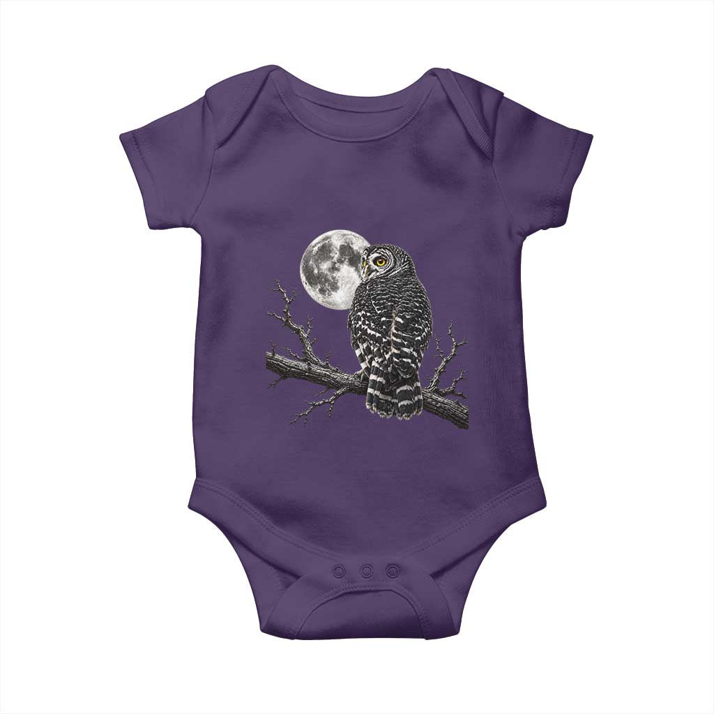 Owl Full Moon Graphic Baby Onesie Vintage Dark Academia Bird