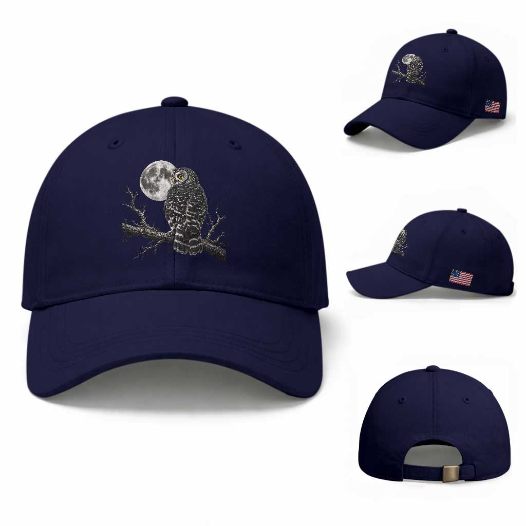 Owl Full Moon Graphic Baseball Cap Vintage Dark Academia Bird