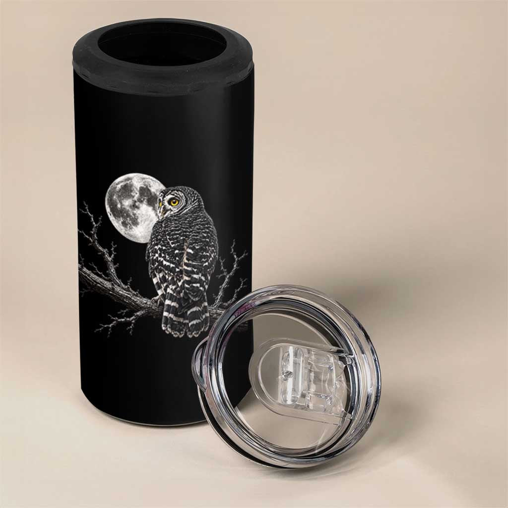 Owl Full Moon Graphic 4 in 1 Can Cooler Tumbler Vintage Dark Academia Bird