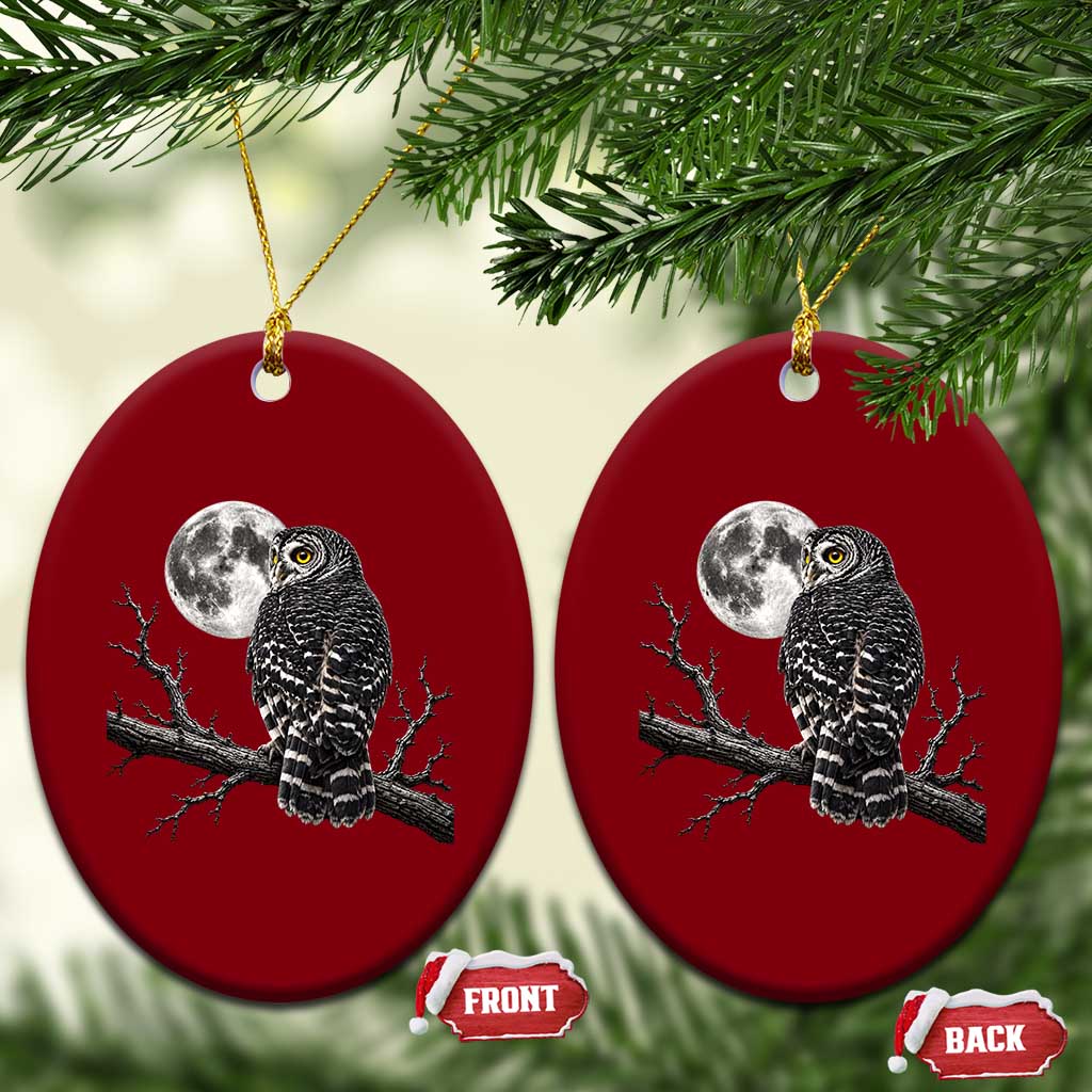 Owl Full Moon Graphic Ceramic Ornament Vintage Dark Academia Bird