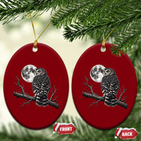 Owl Full Moon Graphic Ceramic Ornament Vintage Dark Academia Bird