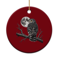 Owl Full Moon Graphic Ceramic Ornament Vintage Dark Academia Bird