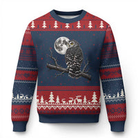Owl Full Moon Graphic Ugly Christmas Sweater Vintage Dark Academia Bird