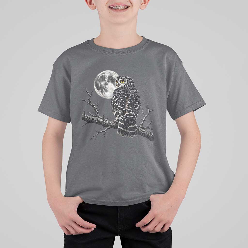 Owl Full Moon Graphic T Shirt For Kid Vintage Dark Academia Bird