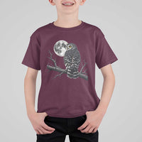 Owl Full Moon Graphic T Shirt For Kid Vintage Dark Academia Bird