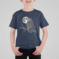 Owl Full Moon Graphic T Shirt For Kid Vintage Dark Academia Bird