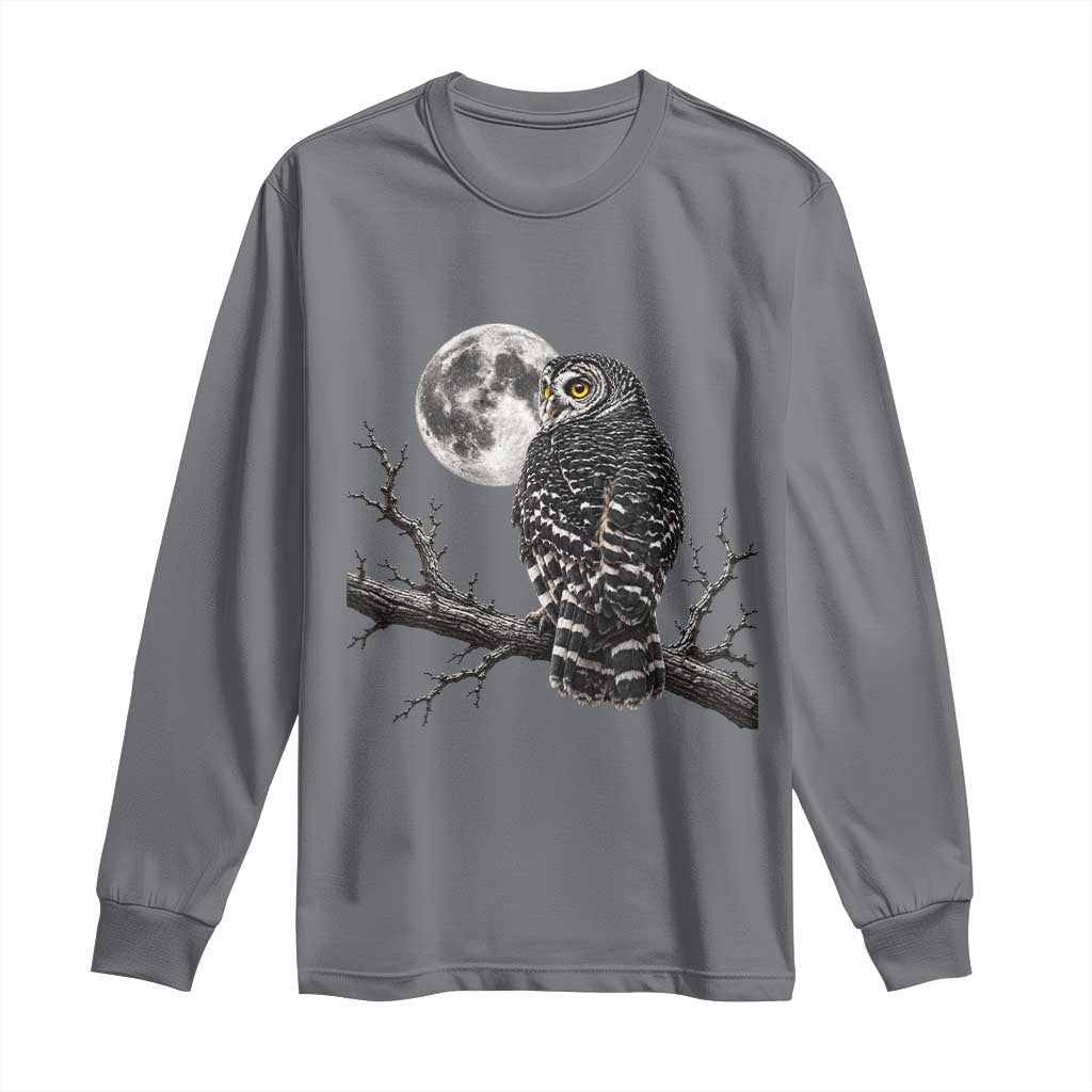 Owl Full Moon Graphic Long Sleeve Shirt Vintage Dark Academia Bird