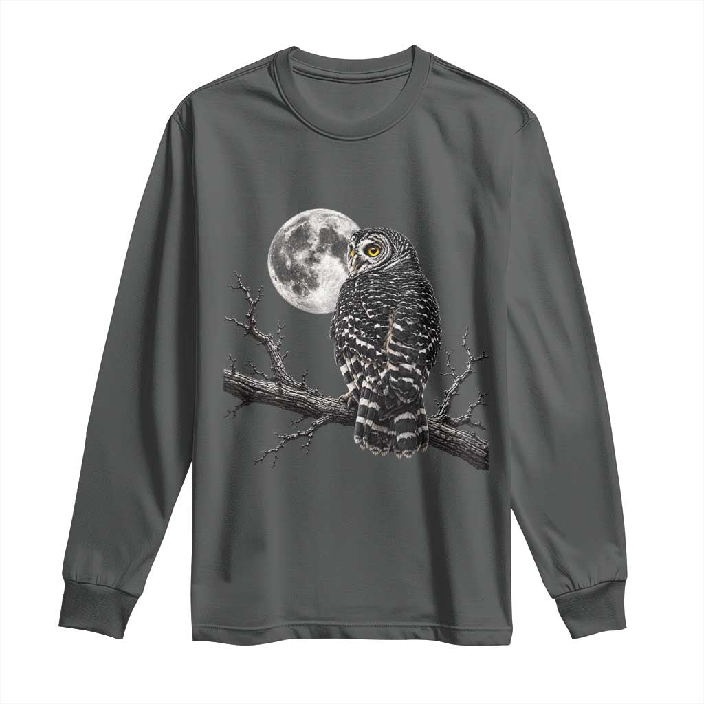 Owl Full Moon Graphic Long Sleeve Shirt Vintage Dark Academia Bird