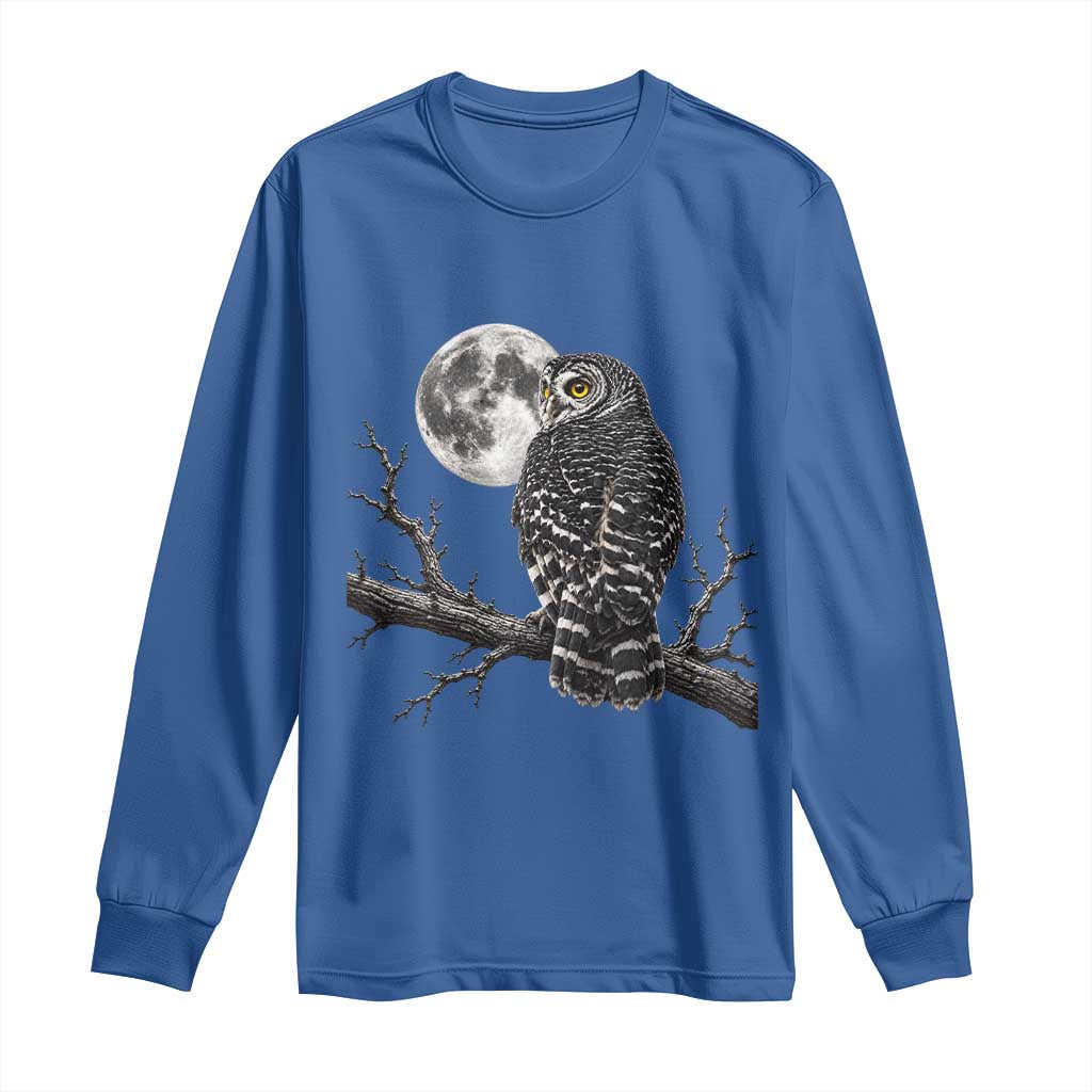 Owl Full Moon Graphic Long Sleeve Shirt Vintage Dark Academia Bird