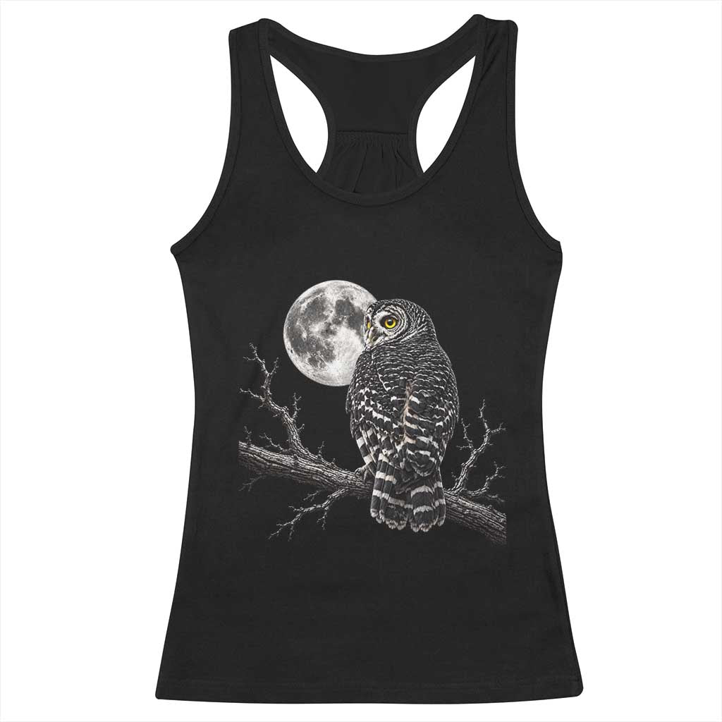 Owl Full Moon Graphic Racerback Tank Top Vintage Dark Academia Bird