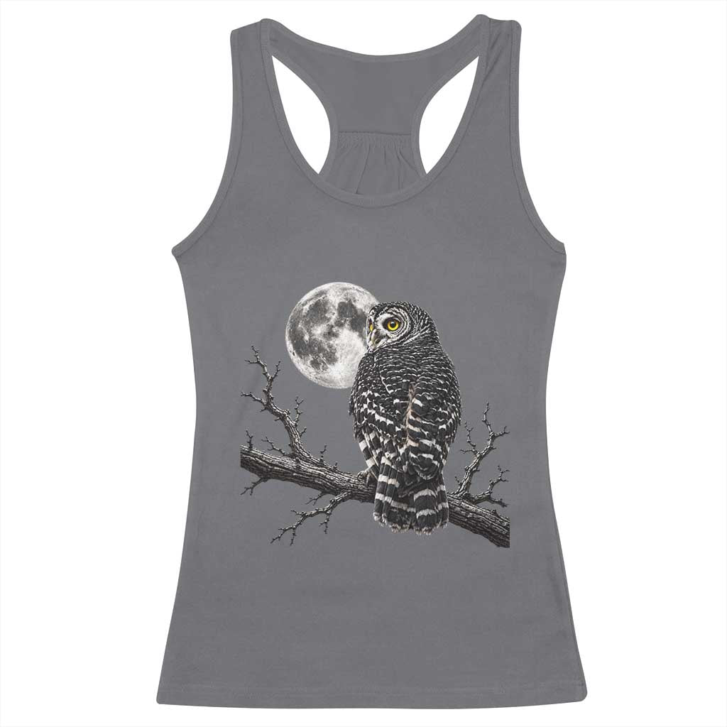 Owl Full Moon Graphic Racerback Tank Top Vintage Dark Academia Bird