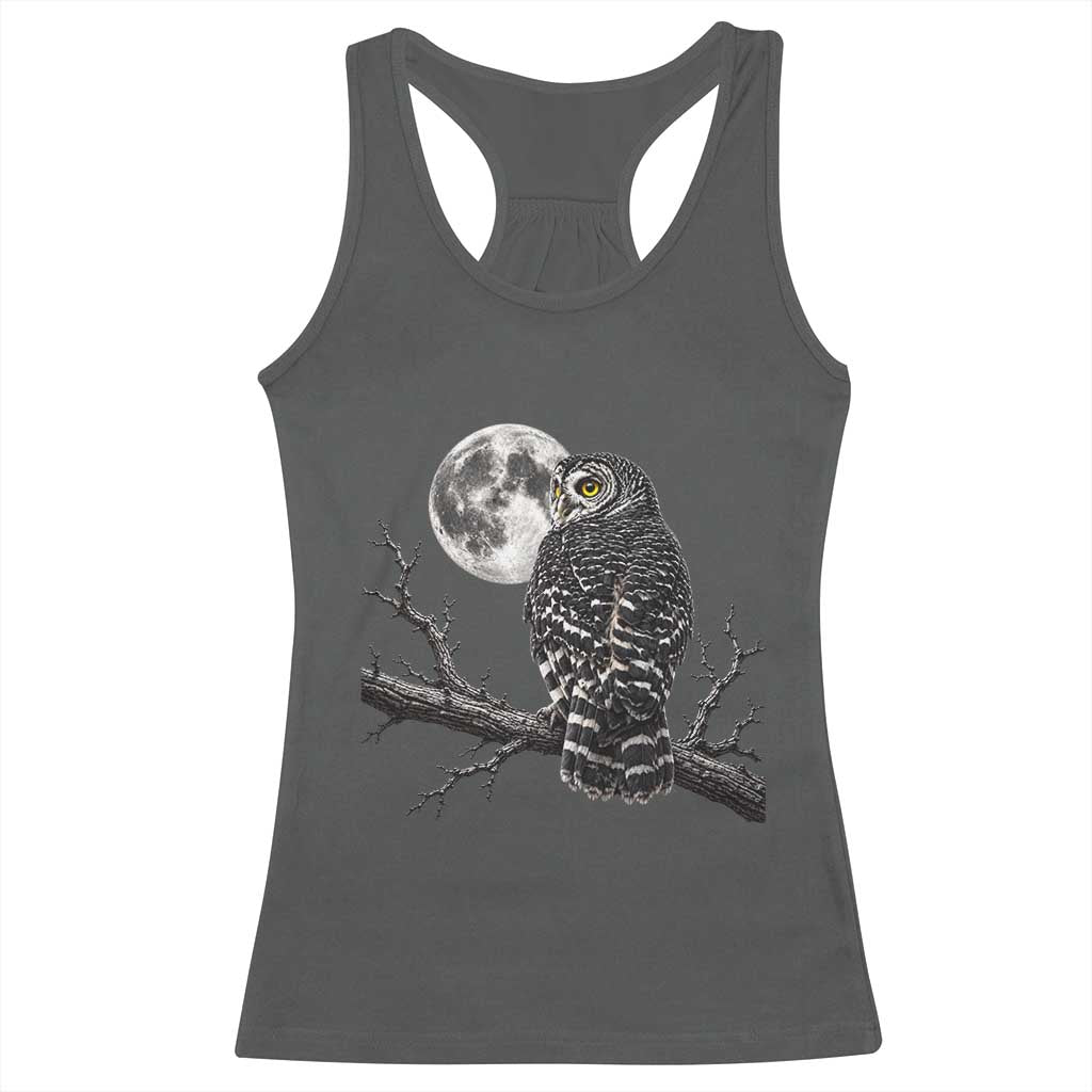 Owl Full Moon Graphic Racerback Tank Top Vintage Dark Academia Bird