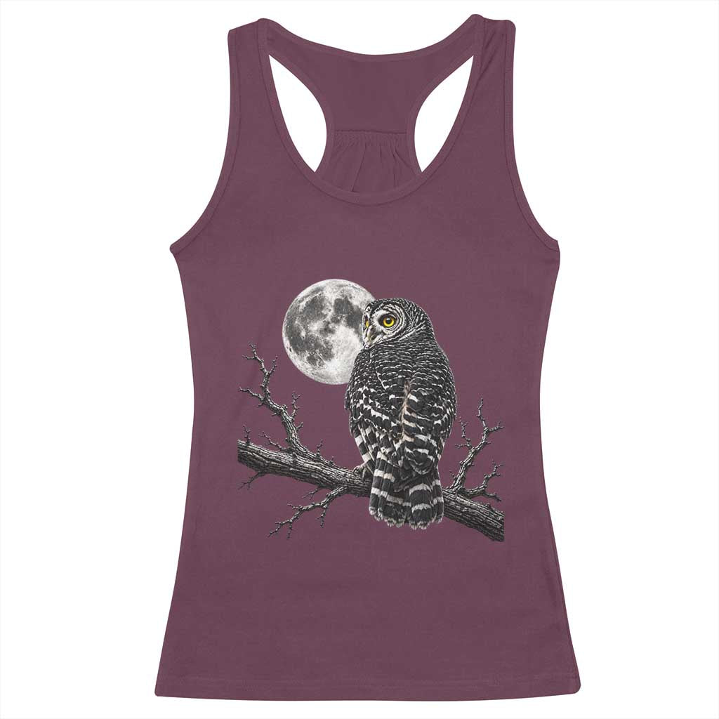 Owl Full Moon Graphic Racerback Tank Top Vintage Dark Academia Bird