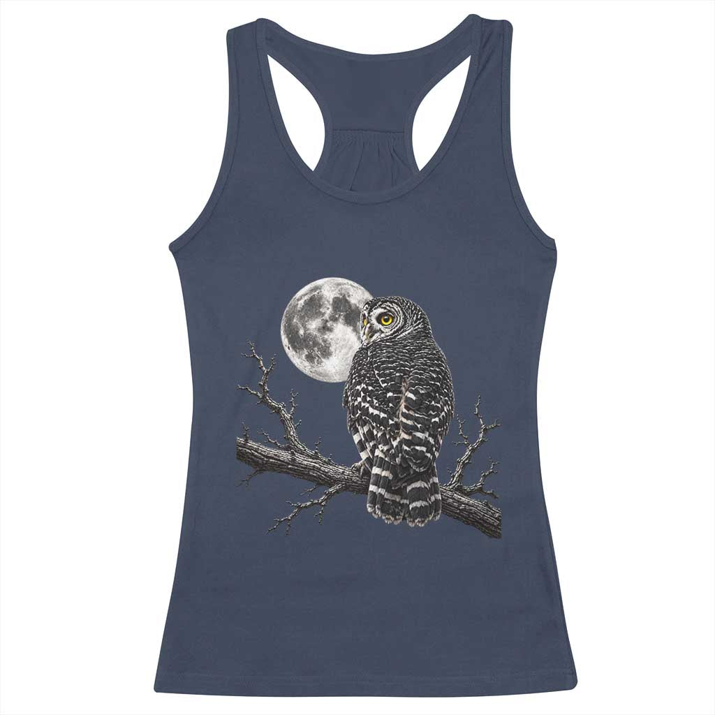 Owl Full Moon Graphic Racerback Tank Top Vintage Dark Academia Bird