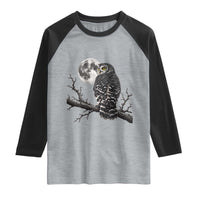 Owl Full Moon Graphic Raglan Shirt Vintage Dark Academia Bird