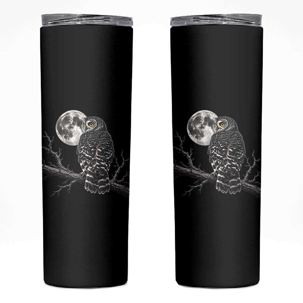 Owl Full Moon Graphic Skinny Tumbler Vintage Dark Academia Bird