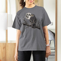 Owl Full Moon Graphic T Shirt For Women Vintage Dark Academia Bird