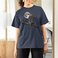 Owl Full Moon Graphic T Shirt For Women Vintage Dark Academia Bird