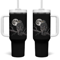 Owl Full Moon Graphic Tumbler With Handle Vintage Dark Academia Bird