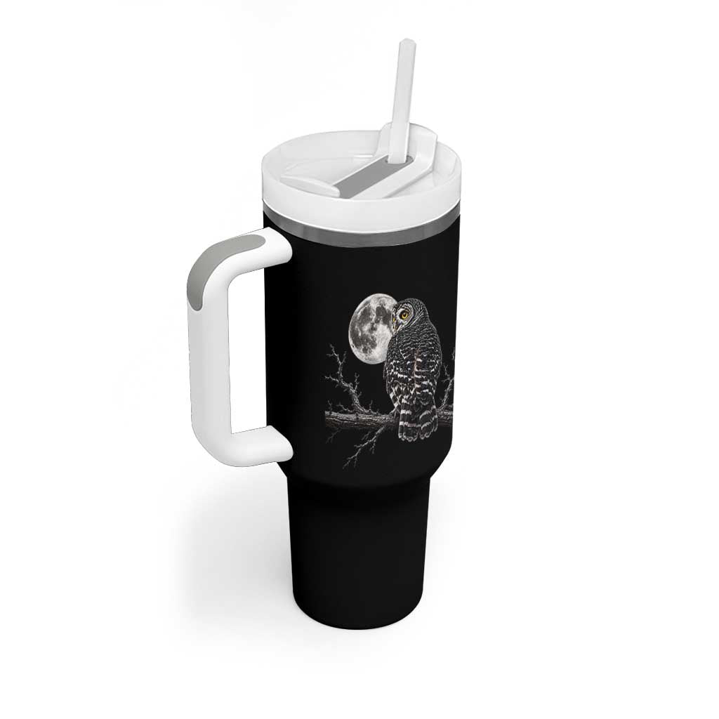 Owl Full Moon Graphic Tumbler With Handle Vintage Dark Academia Bird