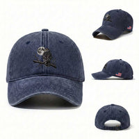 Owl Full Moon Graphic Washed Cotton Baseball Cap Vintage Dark Academia Bird
