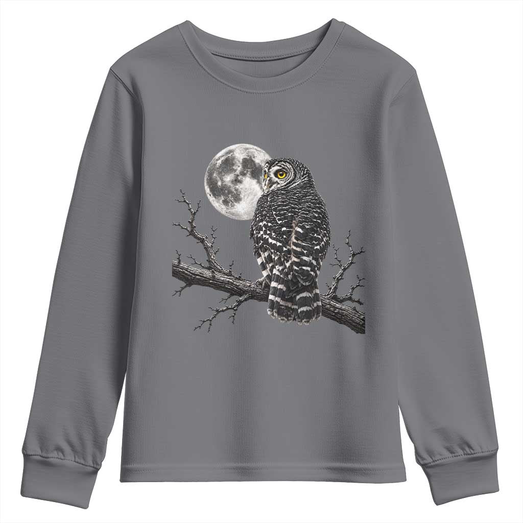 Owl Full Moon Graphic Youth Sweatshirt Vintage Dark Academia Bird