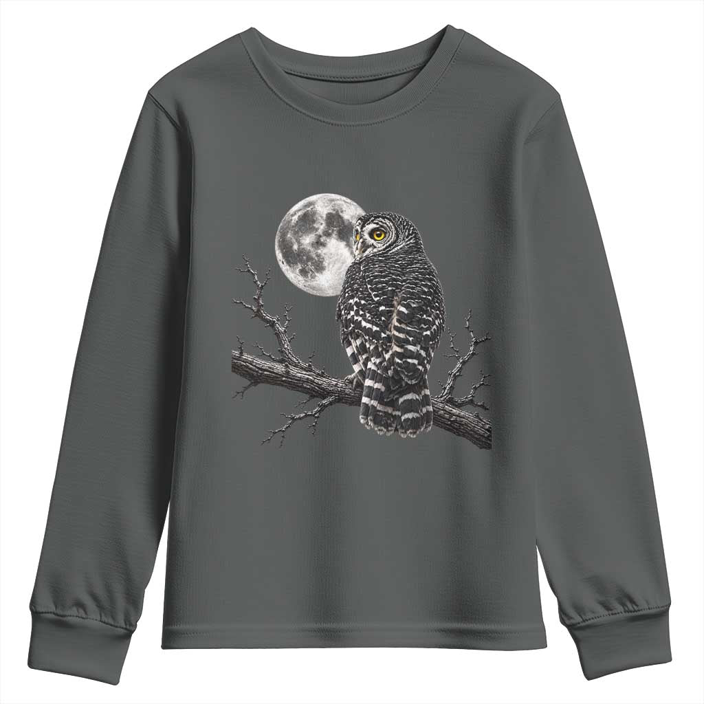Owl Full Moon Graphic Youth Sweatshirt Vintage Dark Academia Bird