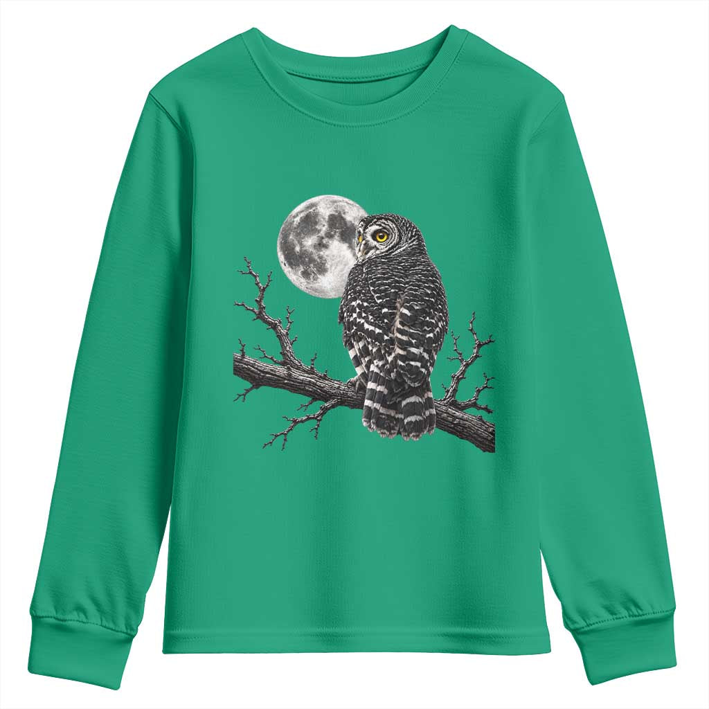 Owl Full Moon Graphic Youth Sweatshirt Vintage Dark Academia Bird