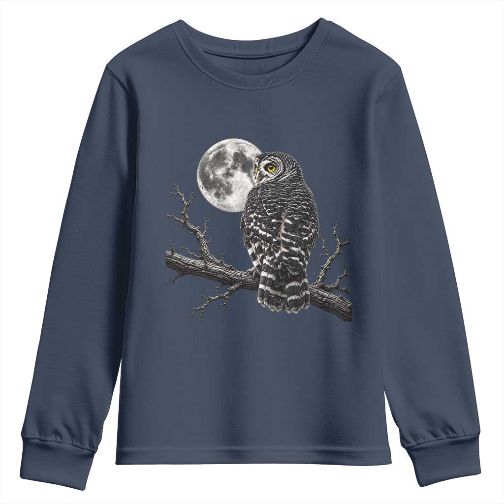 Owl Full Moon Graphic Youth Sweatshirt Vintage Dark Academia Bird