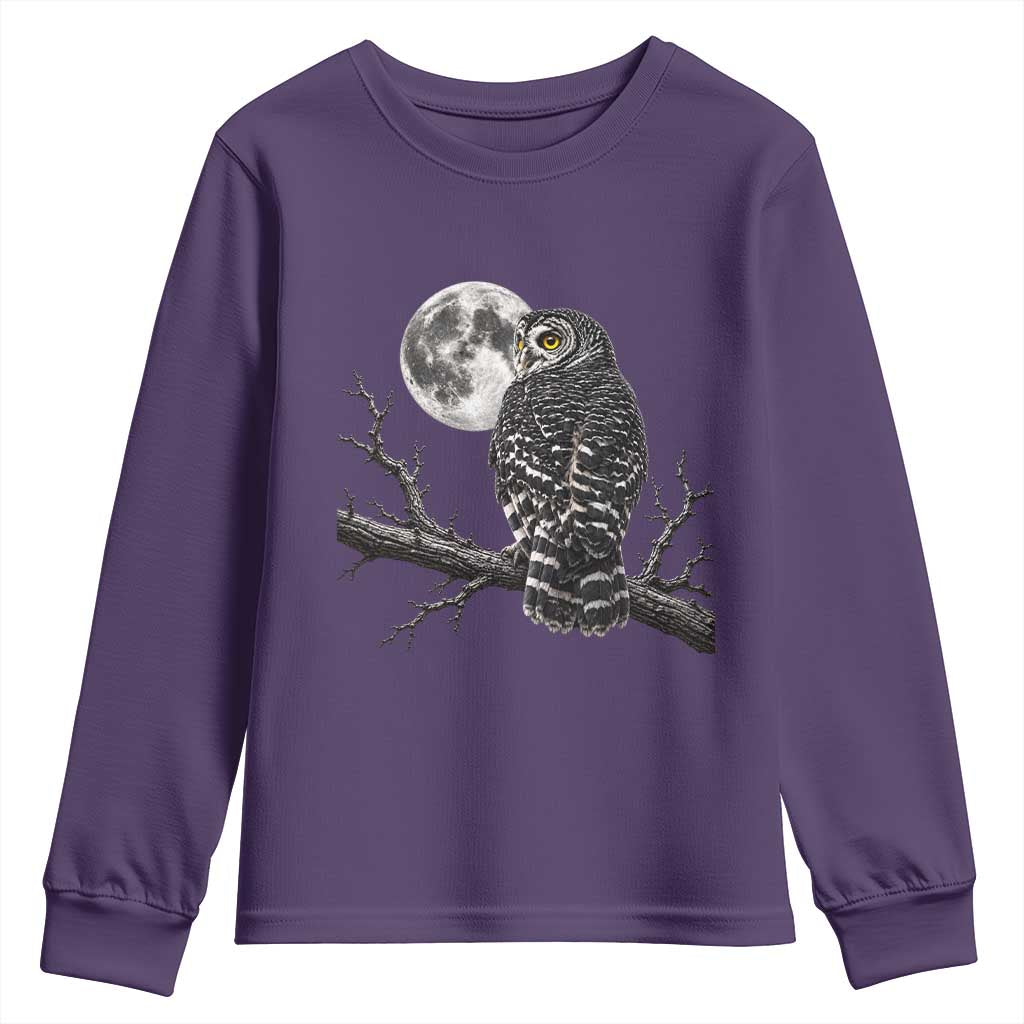 Owl Full Moon Graphic Youth Sweatshirt Vintage Dark Academia Bird