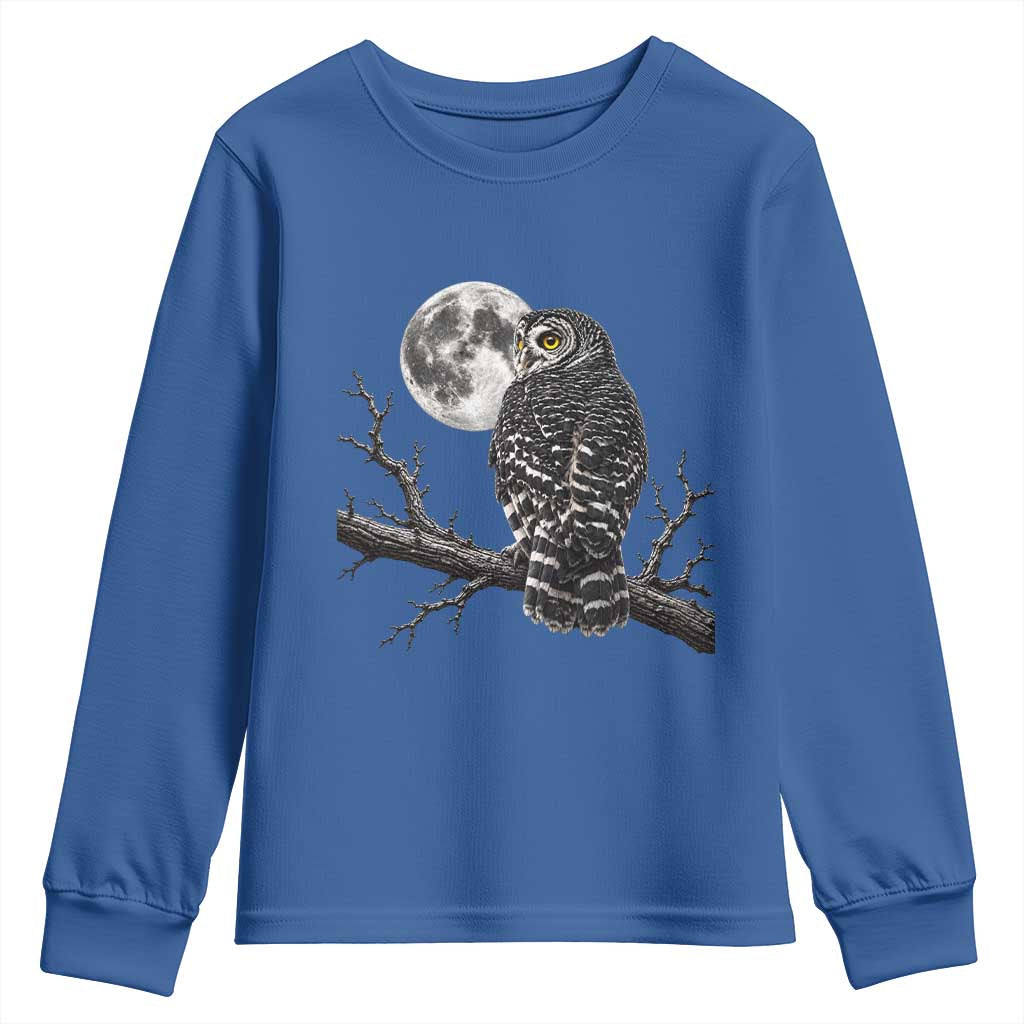 Owl Full Moon Graphic Youth Sweatshirt Vintage Dark Academia Bird