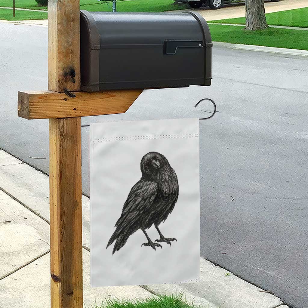 Winking Raven Crow Garden Flag Vintage Dark Academia Funny Bird Graphic