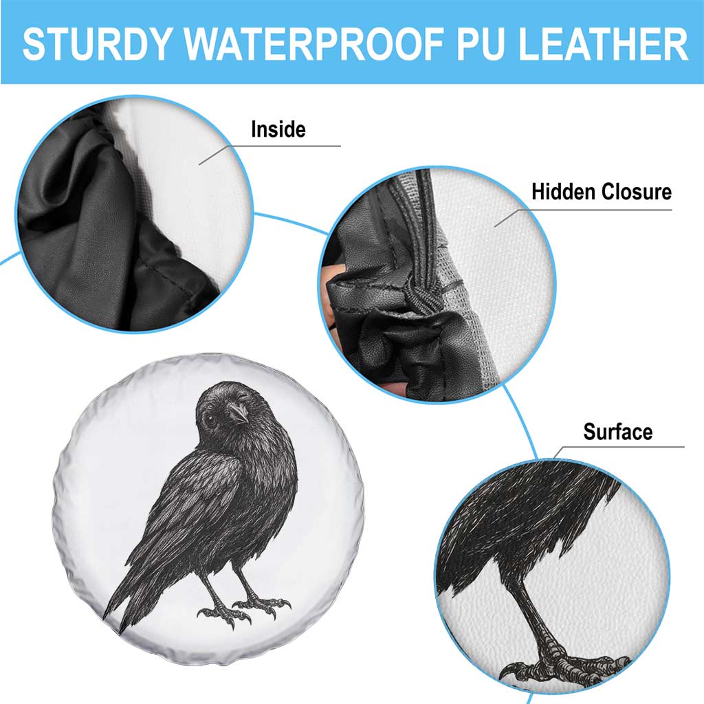 Winking Raven Crow Spare Tire Cover Vintage Dark Academia Funny Bird Graphic
