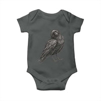 Winking Raven Crow Baby Onesie Vintage Dark Academia Funny Bird Graphic
