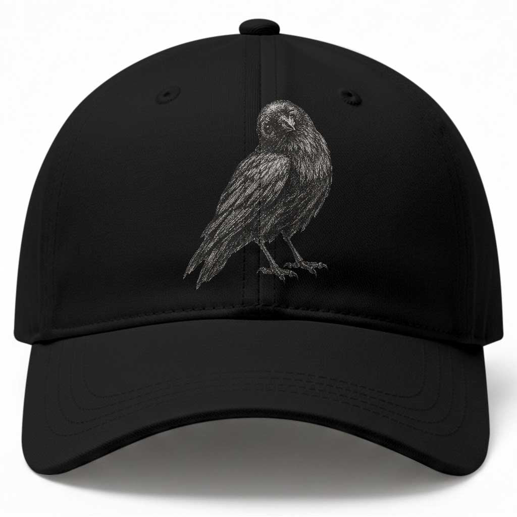 Winking Raven Crow Baseball Cap Vintage Dark Academia Funny Bird Graphic