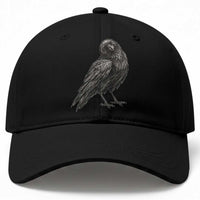 Winking Raven Crow Baseball Cap Vintage Dark Academia Funny Bird Graphic