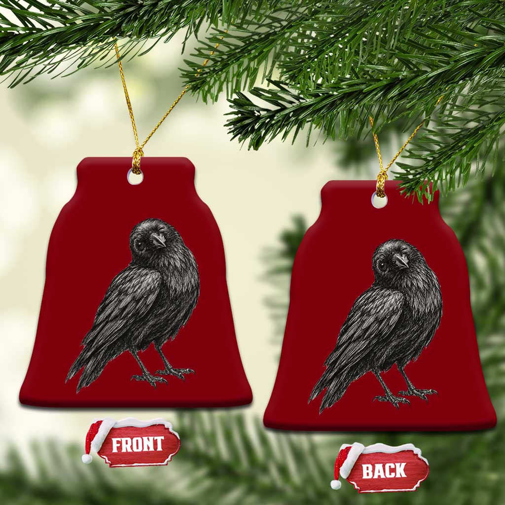 Winking Raven Crow Ceramic Ornament Vintage Dark Academia Funny Bird Graphic
